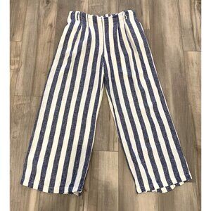 Charmed Heart Blue White Striped Front Pleat Wide Leg Pants 1